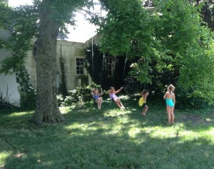 Playing on the swings!